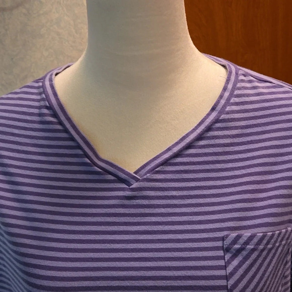 Covington 3/4 Sleeve Tee Lavender & Purple Stripes Stretch Fabric Women size 20W - Picture 3 of 10